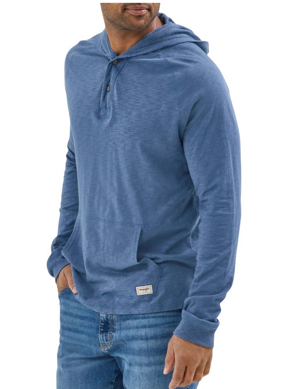 Wrangler Slate Blue Henley Hoodie Pullover